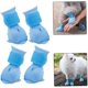 thumbnail image 1 of Zapatos para perros Protector de patas Cubierta de lluvia de goma Botas de lluvia antideslizantes de goma impermeables para cachorros de gatos pequeños y medianos 4 piezas Azul (M) JM, 1 of 5