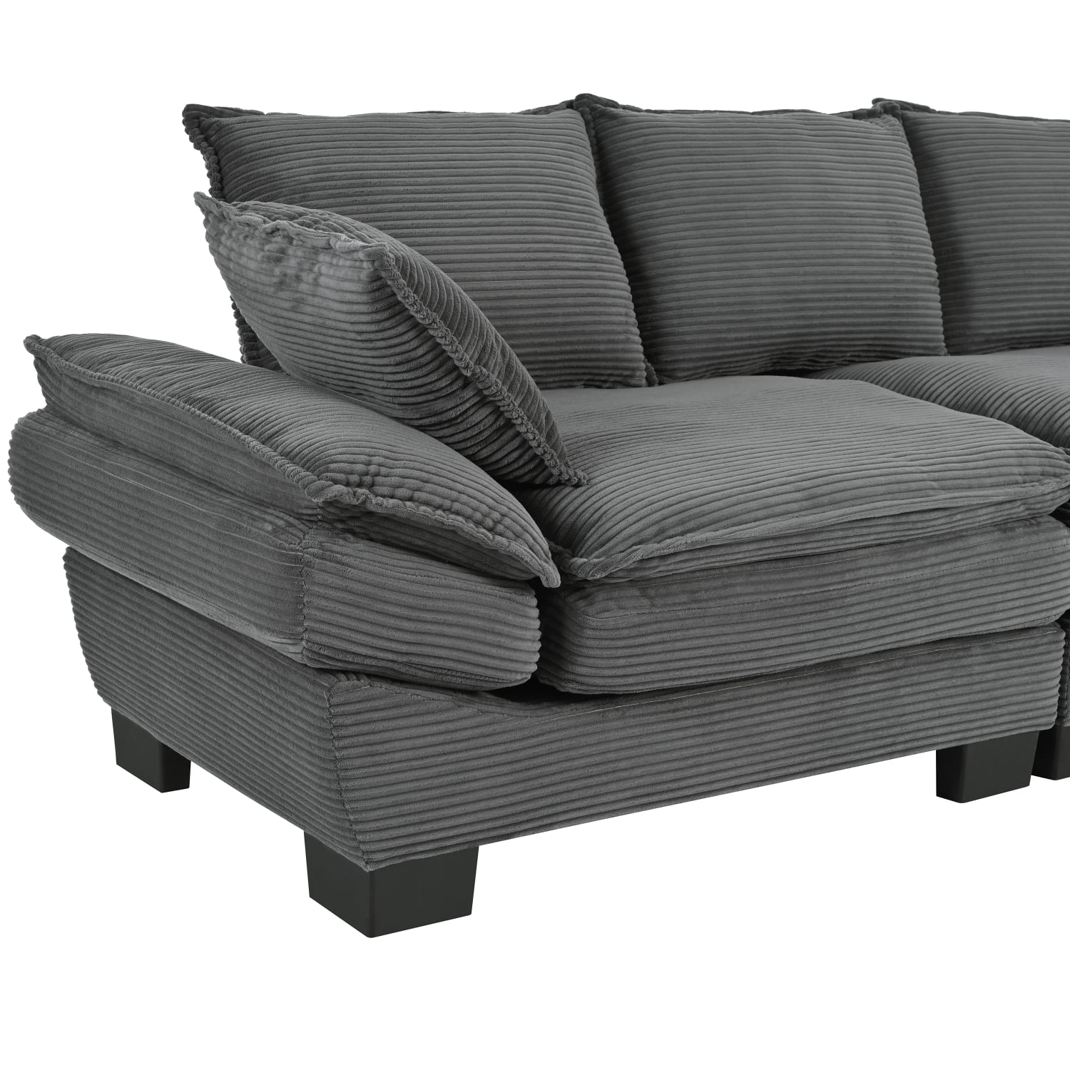 Harper & Bright Designs Corduroy Loveseat Couch for Small Spaces, Modern 2 Seater Curved Sofa with 2 Decorative Throw Pillows for Living Room Apartment, Gray