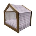 thumbnail image 2 of Checkered Pet House, Thin Geometric Strips Retro Folkloric Irish Cultural Design, Outdoor & Indoor Portable Dog Kennel with Pillow and Cover, 5 Sizes, Violet Blue Turquoise, by Ambesonne, 2 of 5