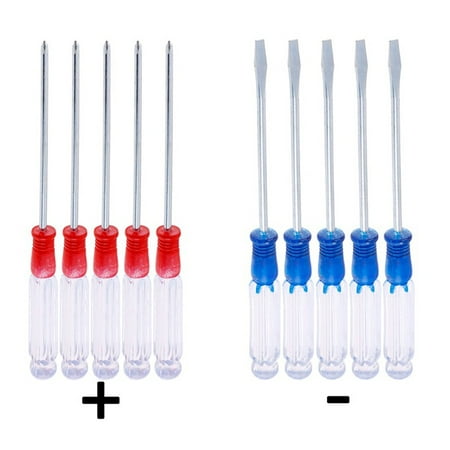 

10Pcs Small Slotted Cross Screwdriver 130mm Length 3mm Head Magnetic Screwdriver
