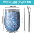 thumbnail image 5 of 12oz Stemless Wine Tumblers Blue Paisley Pattern Vacuum Insulated Stainless Steel Travel Tumbler Cups Mug with Lid and Straw for Champaign,Cocktail,Beer with Cleaning Brush, 5 of 5