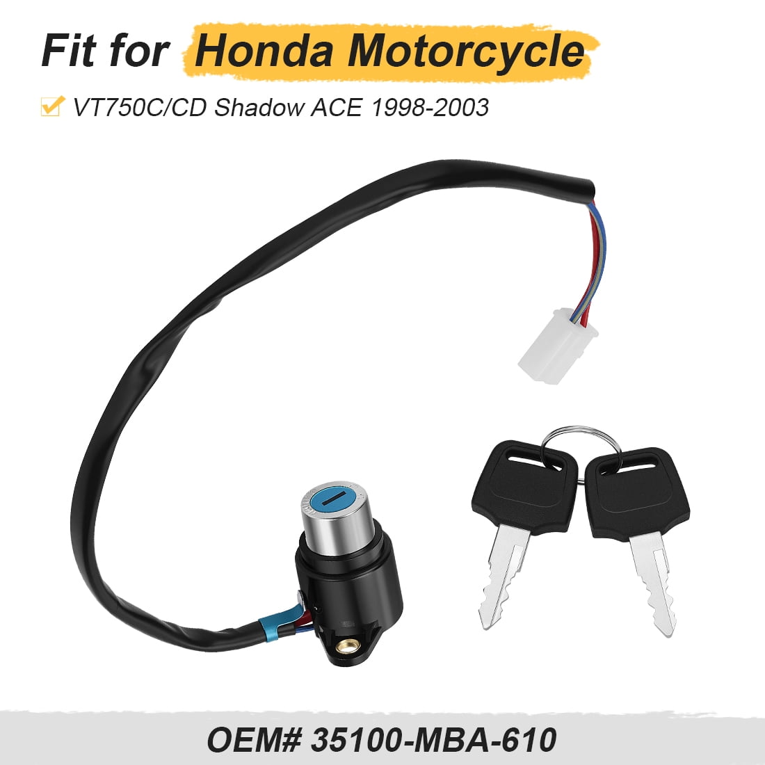 M MATI Ignition Key Switch for Honda VT750C CD Shadow ACE 1998-2003 35100-MBA-610