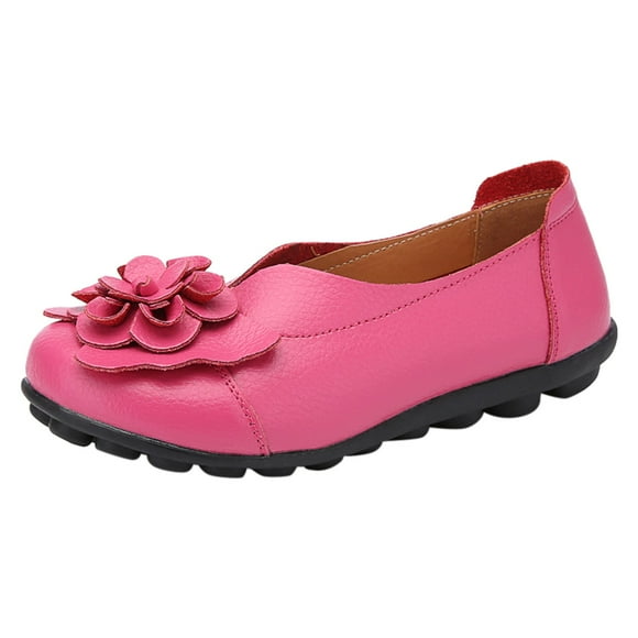 B91xZ Women's Loafer Flat Classic Closed Round Toe Ballet Flats Slip On Cozy Casual Dance Shoes,Watermelon Red 8.5