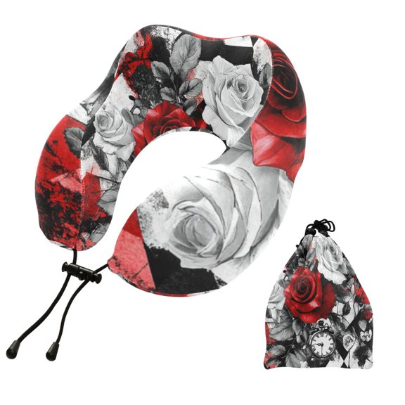 BZSMCE Travel Pillow Crimson Dreams Pattern 10.5x9.5x6in