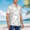 thumbnail image 3 of Balery Hand Drawn Rabbit Camisas hawaianas de manga corta para hombre, camisas playeras de corte holgado, camisas de vacaciones con botones,X-Large, 3 of 7