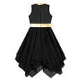 thumbnail image 6 of YONGHS Girls Praise Lyrical Dance Dress Sleeveless Asymmetrical Liturgical Worship Dancewear Performance Costume Black 10, 6 of 7