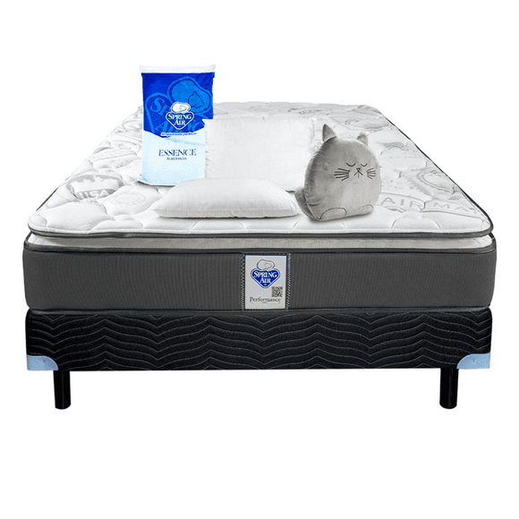 Colchón Coney King Size + Box P + Almohada Peach Feel + Gato