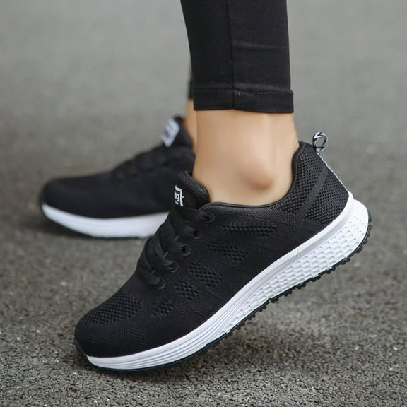 Women's Casual Sneakers - Breathable Mesh Walking Shoes Lightweight Gym Shoes for Women - Vulcanized Sole Fashion Flat Shoes White Comfortable Footwear