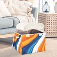 thumbnail image 3 of Yayeee Collapsible Cube Storage Bin with Lid Fabric Closet Decorative Basket with Handles, Orange Abstract Wavy, 3 of 7
