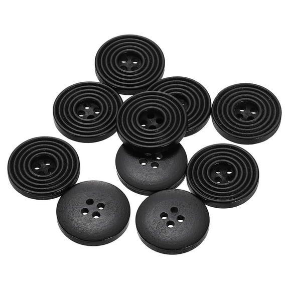 10pcs 36L DIY Sewing Buttons 7/8"(23mm) Wooden Round Flat 4-Hole Craft Replacement Buttons for Sewing Clothing Handmade Crafts, Black