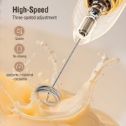 Skdwakiz Milk Frother Handheld Rechargeable, 3 Heads 3 Speeds Portable Frother Wand with LED Digital Display & Magnetic Stand, Stainless Steel Electric Whisk Foam Maker for Coffee, Lattes, Cappuccino