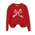 thumbnail image 5 of Girls' Valentine's Day Sweatshirt Long Sleeve Crew Neck Pullover Bow Print Festive Casual Top (1-12 Years), 5 of 7