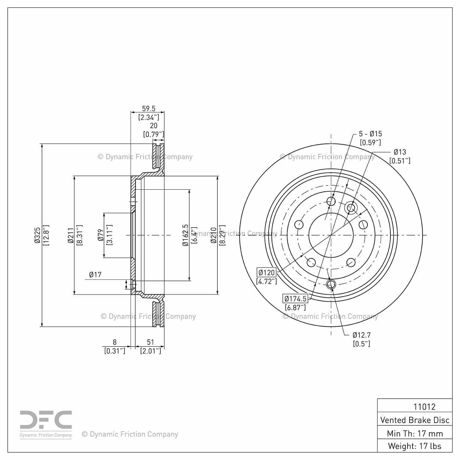 Rear Dynamic Friction Company GEOSPEC Coated Brake Rotor 604-11012 (1) For 2005-2007 Land Rover LR3