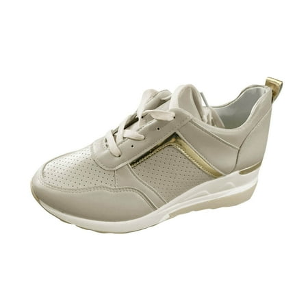 

Tangnade Casual Shoes Womens Summer Lace-up Round Toe Breathable Platform Casual Sneakers
