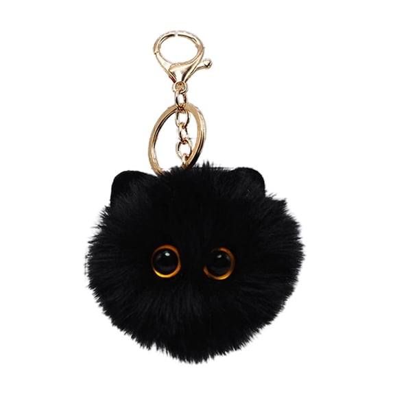 Fogun Plush Balls Keychain Cartoon Cat Pendant Keyrings Blusher Toy Animal Couple Rings for Backpacks and Phone