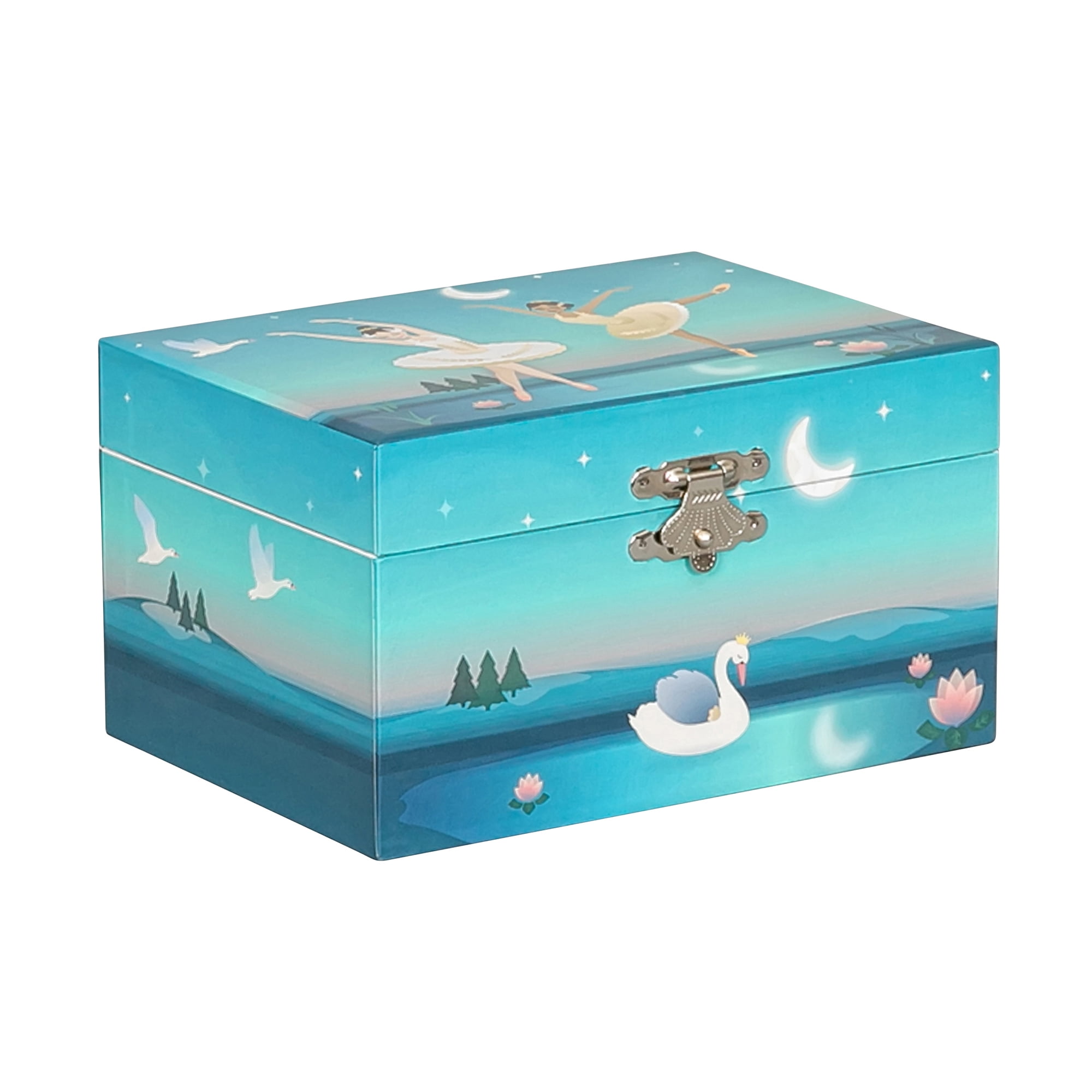 Glitter Design Swan La Jewelkeeper Musical Jewelry Box with Spinning Ballerina 