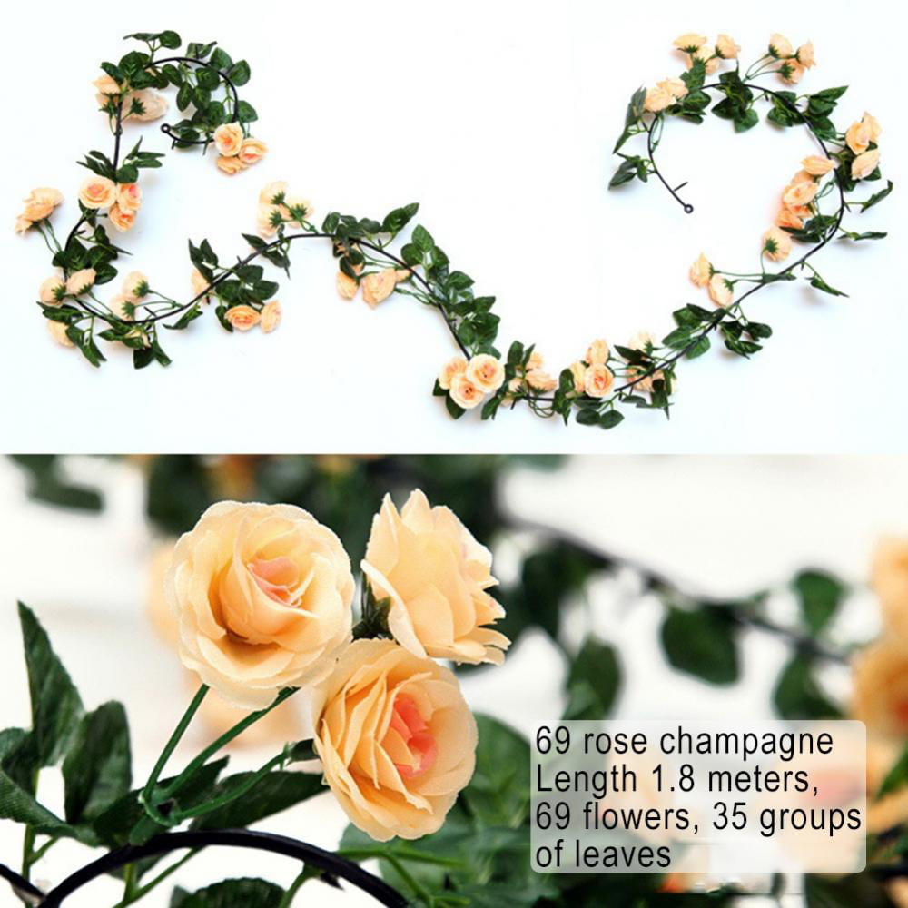 YingRen 7.3 FT Real-Touch Artificial Rose Vine - Flowers Plants Fake Flower  Hanging Rose Ivy Home Hotel Office Wedding Party Garden Craft Art Decor