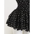 thumbnail image 5 of Black & White Polka Dot Deep V-Neck Halter Backless Fitted Mini Dress with Ruffle Hem, 5 of 8