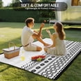 thumbnail image 4 of Boho Geometric Outdoor Rug for Patio/Deck/Porch, Non-Slip Large Area Rug 3 x 5 Ft, Abstract Art Vintage Striped Aesthetics Indoor Outdoor Rugs Washable Area Rugs, Reversible Camping Rug Carpet Runner, 4 of 8