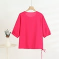 thumbnail image 3 of Qulqfy Womens 3/4 Sleeve Shirts Cute Petite Crew Neck Shirts Plain Pink Drawstring Tees for Women S, 3 of 3
