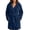 Navy, variant on Ghalytn Women's Zip-Up Hooded Fleece Bath Robe, Long Sleeve Short Robe with Tie Belt and Pockets