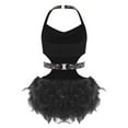 thumbnail image 2 of Doomiva Kids Girls Rhinestone Sleeveless Ballet Skirted Bodysuit Feather Jazz Latin Dance Leotard Performance Dancewear Black 8, 2 of 5