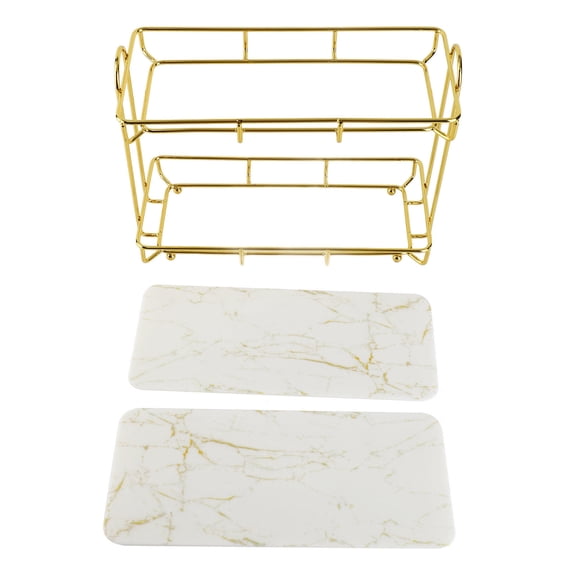 Xirurus 2‑Tier Gold‑Coated Bathroom Storage Rack – Sturdy, Anti‑Slip Makeup & Cosmetic Organizer with Humanized Design