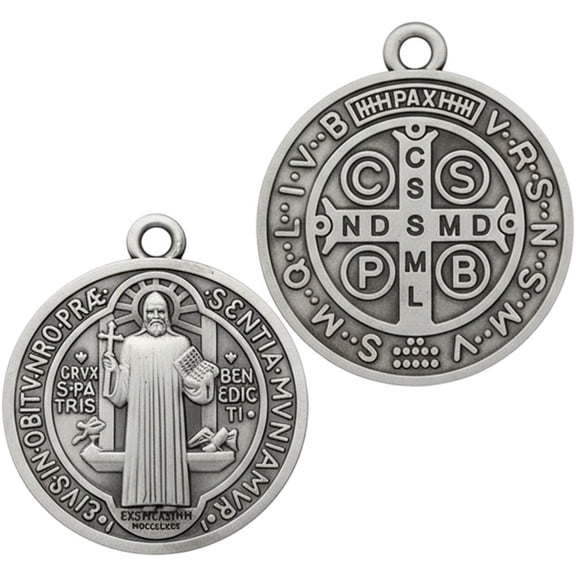 vlrwzc 2 Pcs St Benedict Cross Medals, Vintage San Benito Medal Pedant, Catholic Saint Benedict Crucifix for Car Hanging and Home Blessing