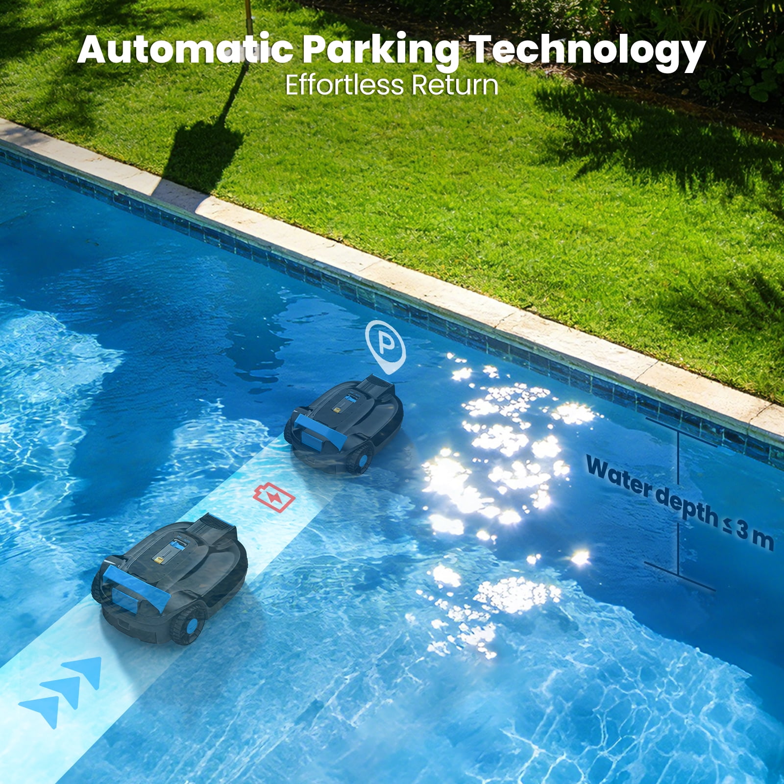 AIRROBO CP02  Cordless Robot Pool Vacuum  Robotic Pool Cleaner,120 Runtime for Small Above Ground Pool and In Ground Pool