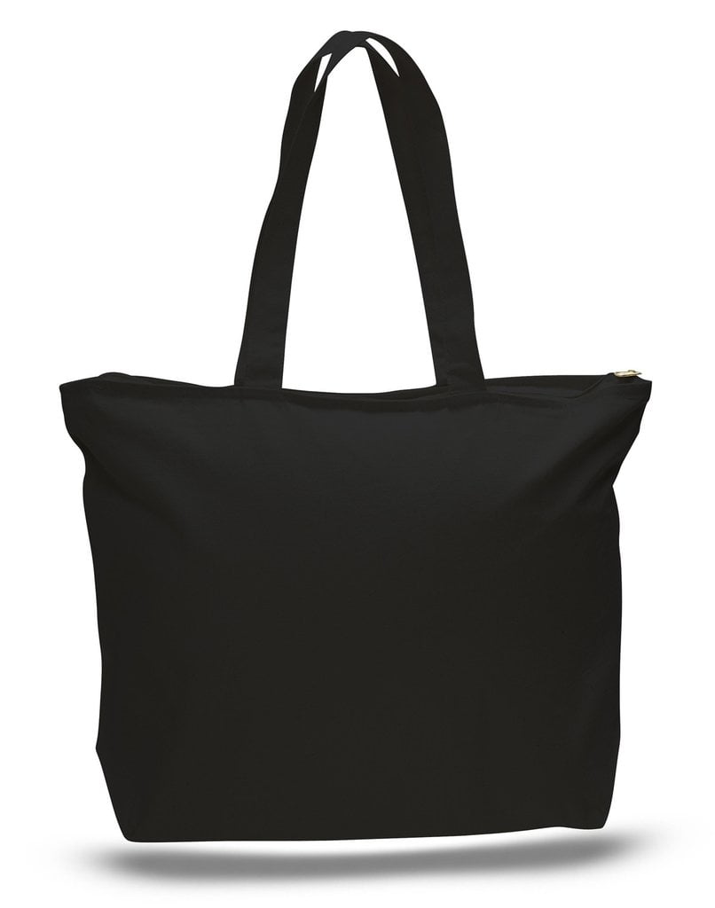 TBF - (6 Pack) Set of 6 Heavy Canvas Large Tote Bag with Zippered Closure (Black) - www.speedy25.com