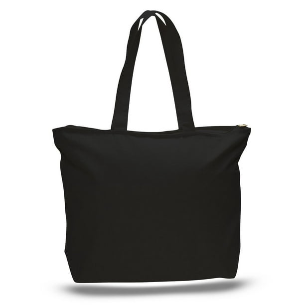 Download TBF - (3 Pack) Set of 3 Heavy Canvas Large Tote Bag with Zippered Closure (Black) - Walmart.com ...