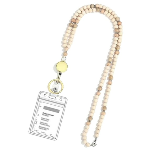 Accessories Lanyards Wood Beads Keychain Necklace For And Badge Holder Retractable Lanyard For Teacher Women