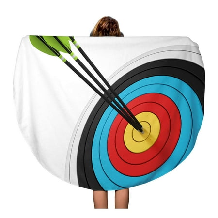 LADDKA 60 inch Round Beach Towel Blanket Blue Bulls Archery Target Arrows 3D Rendering Eye Performance Travel Circle Circular Towels Mat Tapestry Beach
