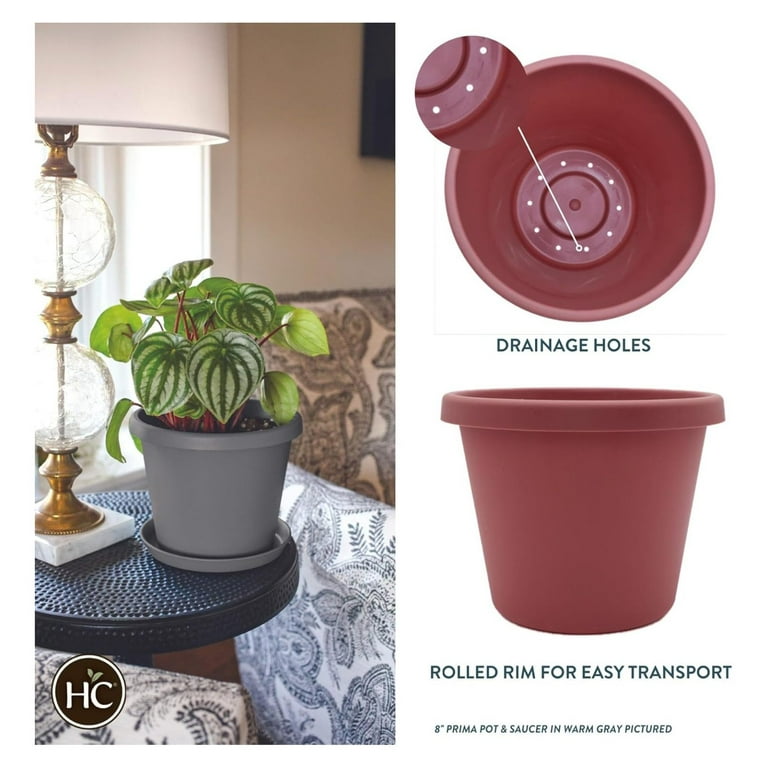 20 Inch Round Plastic Planter Pots - Large Outdoor Indoor Plant Pots with  Rolled Rim & Drainage, Clay Color