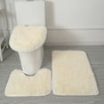 thumbnail image 2 of 3Pcs Bathroom Rug Set with U-Shaped Toilet Mat, Lid Cover & Absorbent Floor Mat, Non-Slip Plush Soft Velvet Carpet, Machine Washable Quick Dry for Bath/Shower, Available in Multiple Solid Colors, 2 of 4
