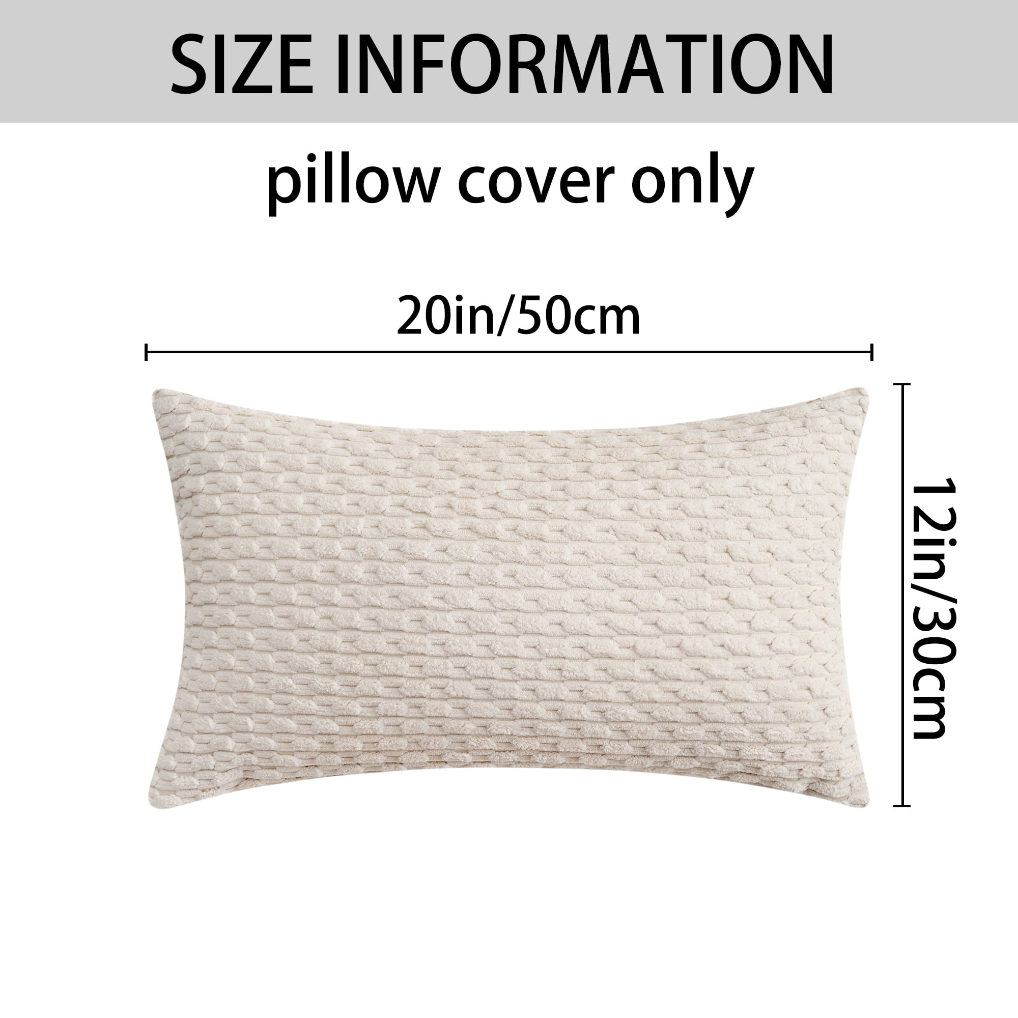 Unique Bargains 2Pcs Decorative Throw Pillow Covers for Sofa Beige 12" x 20"