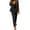Black S, variant on 2 Pcs/Set Lady Formal Coat Pants Set Long Sleeves Button Decor Lapel Cardigan Mid Length Jacket Straight High Waist Trousers Formal Business Commuting Outfit
