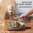 thumbnail image 4 of Vesteel Pasta Bowls Set of 4, 34oz Salad Plates for Home Kitchen, Double Reactive Glaze Large Wide Ceramic Bowls for Serving Dinner, Microwave & Dishwasher Safe, Grayish Blue, 4 of 8