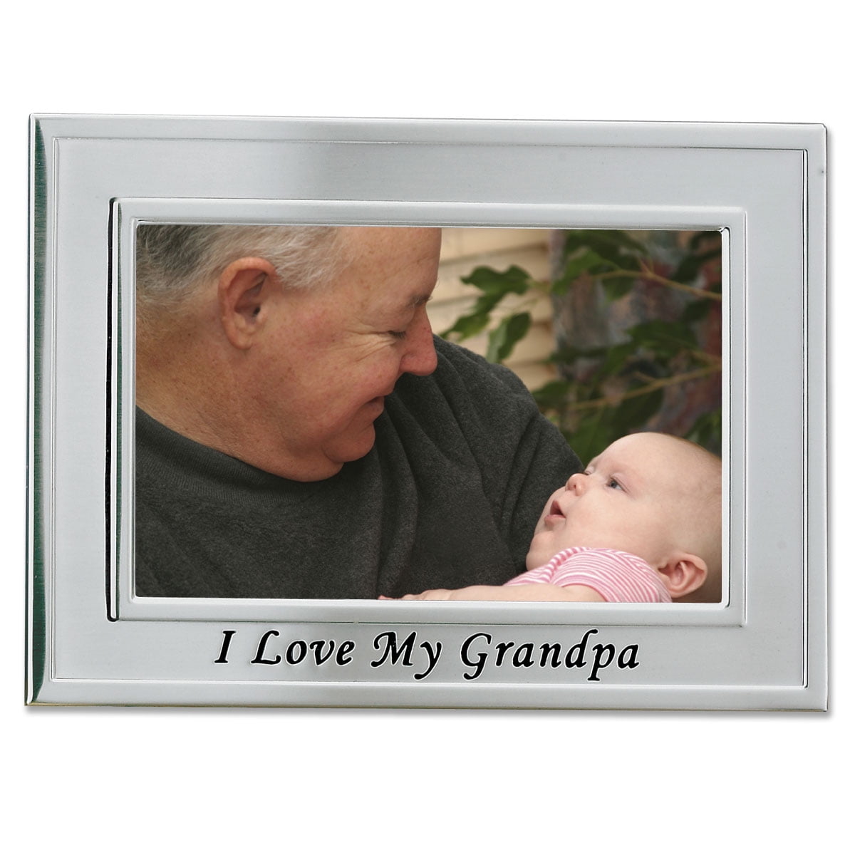 Brushed Metal 4x6 I Love My Grandpa Picture Frame Sentiments Collection