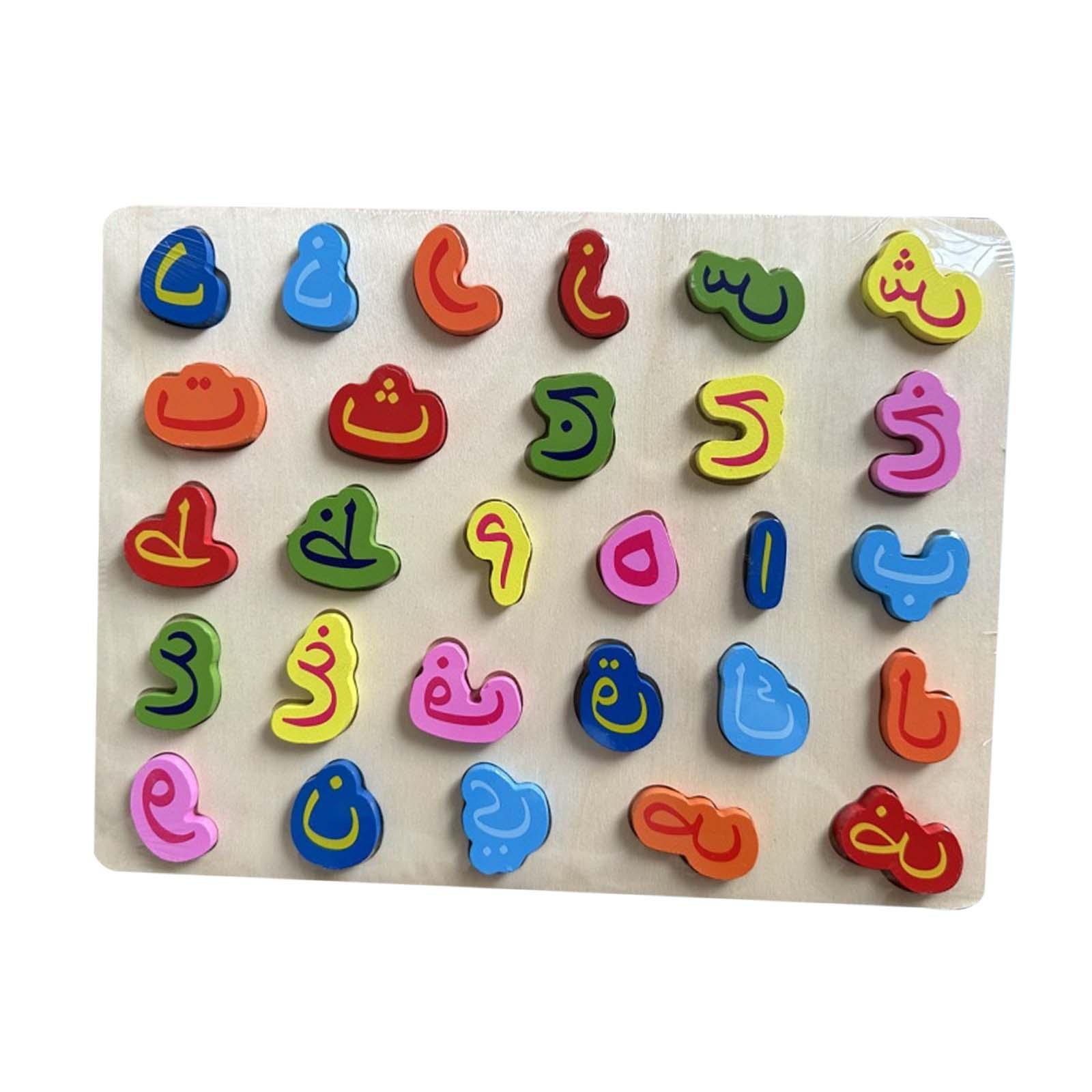Wooden Alphabet Board Early Education Toy Colorful for Baby Boys Girls Kid Arabic Letters A