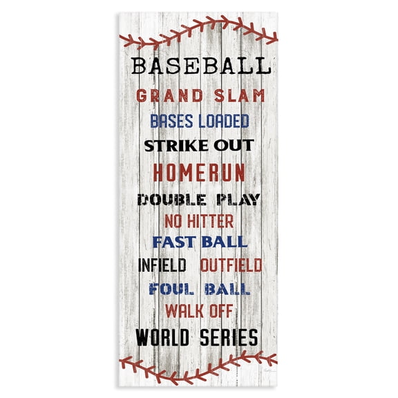 Stupell Industries Contemporary Baseball Listed Phrases Sign Homerun Sports Strike Out Canvas Art, 10 x 24, by Natalie Carpentieri