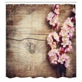 thumbnail image 4 of Floral Shower Curtain, Spring Blossom on Wooden Table Romantic Natural Farmhouse Countryside Style Print, Fabric Bathroom Set with Hooks, 69W X 75L Inches Long, Pink Brown, by Ambesonne, 4 of 4