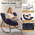 thumbnail image 4 of Dovov Outdoor Rocking Chairs Set of 2, Oversized Papasan Rocking Chairs with Cushion, Outdoor Recliner Rockers for Porch Patio Garden Backyard Lawn Deck Balcony Living Room Bedroom, Navy Blue, 4 of 11
