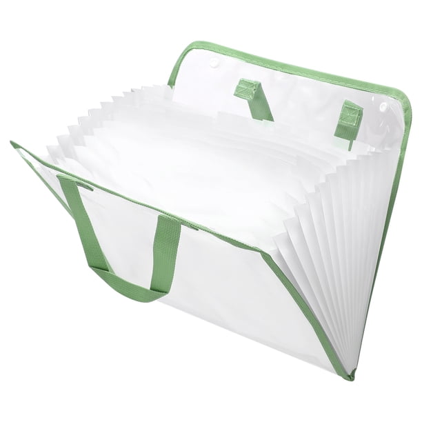 Uxcell Organizador de Archivos en Acordeón de 13 Bolsillos, Folder Expandible Portátil con Etiquetas de Índice Clasificadas para Trabajadores de Oficina, Verde (Horizontal)