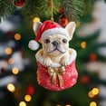 thumbnail image 5 of Elainilye French Bulldog Christmas Ornament 2D Acrylic Pendant for Tree Decor Home Holiday Decoration Gift for Pet Lovers and Families, 5 of 7