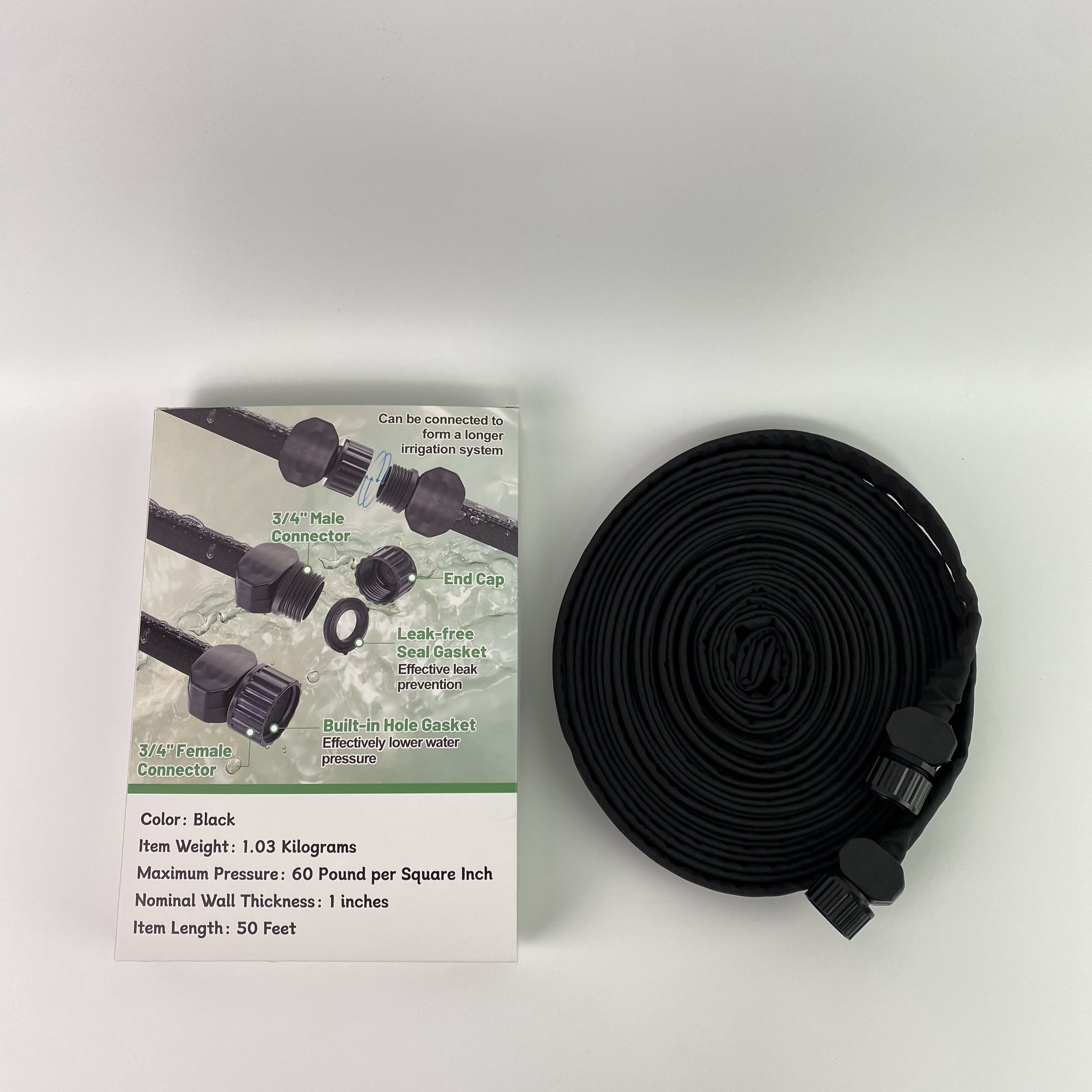LULUW Flexible tubes of plastic, not of metal,25 50 75ft 50ft*2 1/2" Linkable Consistent Drip Irrigation Hose Save 80% Water Leakproof Heavy Duty Double Layer Sprinkler Garden Hose with Holes (50FT)