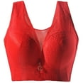thumbnail image 2 of HAPIMO Women's Plus Size Everyday Bra Floral Lace Lifting Bra Comfy Underwear Push Up Wireless Brassiere Solid Color Trendy Lady Lingerie Red L, 2 of 4