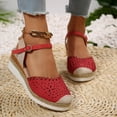 thumbnail image 2 of KEGIRLOM Women's Versatile Plus-Size Wedge Heel Openwork Breathable Shoes Comfortable Summer Sandals Red 8.5, 2 of 9