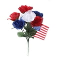 thumbnail image 3 of Patriotic Red White Blue Artificial Flower Bouquet 13.4" Floral Arrangement Indoor Outdoor Home Garden Porch Decor for 4th of July Memorial Day & Veterans Day, 3 of 7