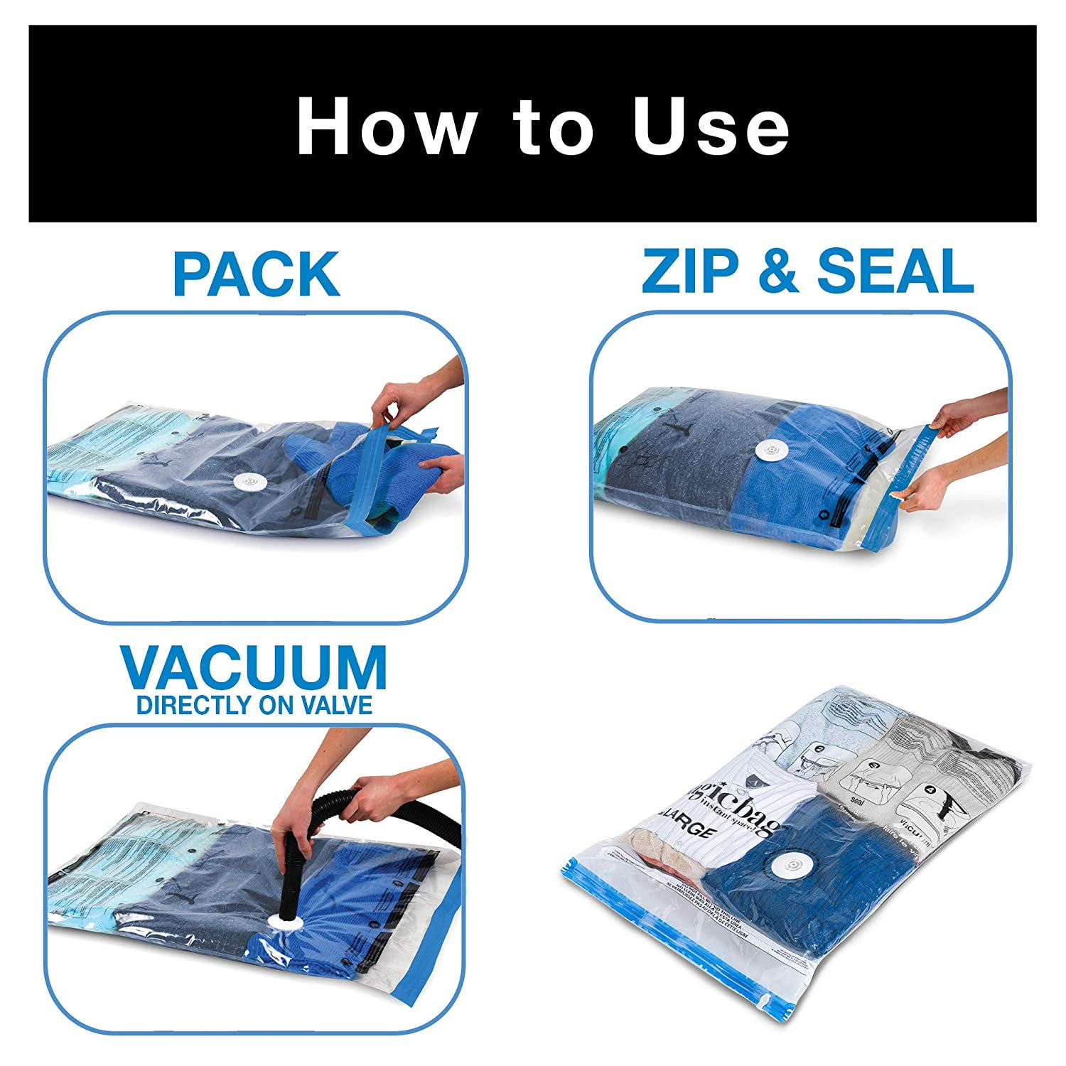  50 PACK Huge Vacuum Seal Moving Storage Bag Space